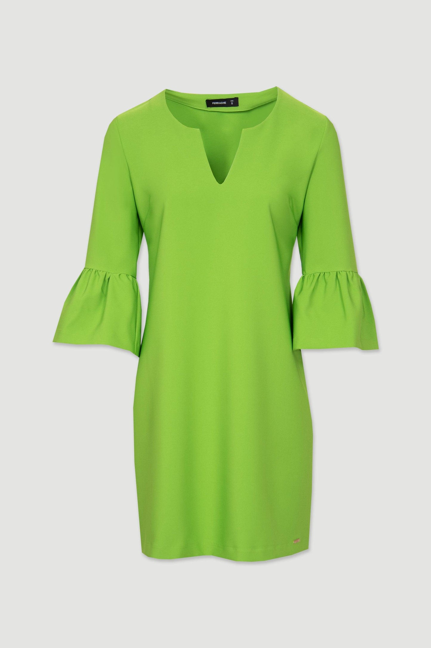 Vestido verde decote em bico