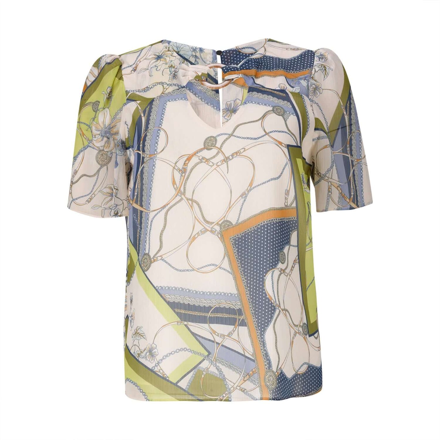 Túnica estampada com aplicação